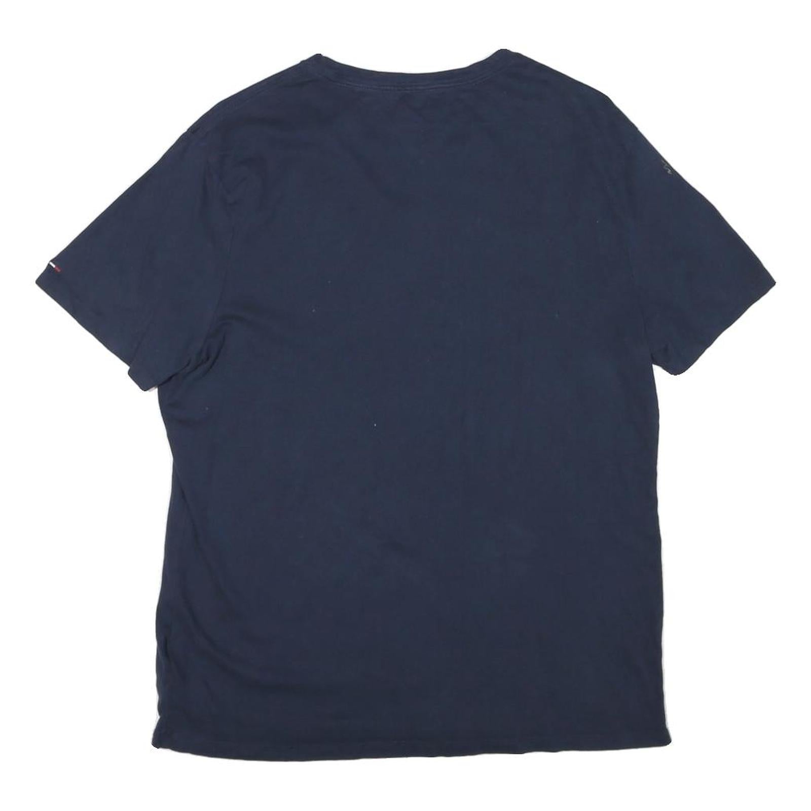 HILFIGER DENIM Mens Navy Blue Cotton Blend T-Shirt M Short Sleeve Crew Neck