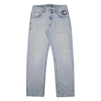 KARL KANI Mens Jeans Blue Regular Straight Denim Light W32 L34 Five Pocket Zip
