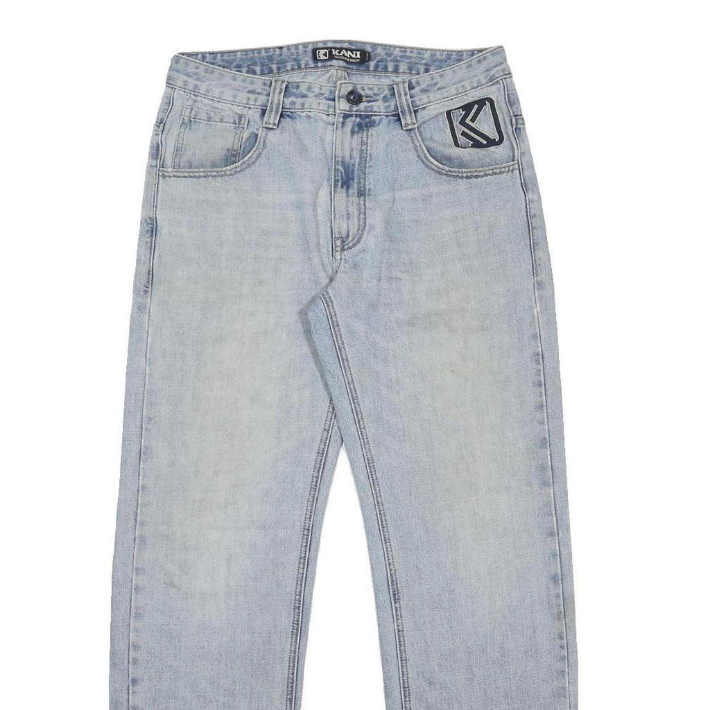 KARL KANI Mens Jeans Blue Regular Straight Denim Light W32 L34 Five Pocket Zip