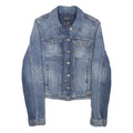GUESS Womens Blue Denim Jacket S Cotton Blend Button Closure Classic Fit Casual