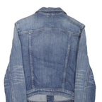 GUESS Womens Blue Denim Jacket S Cotton Blend Button Closure Classic Fit Casual