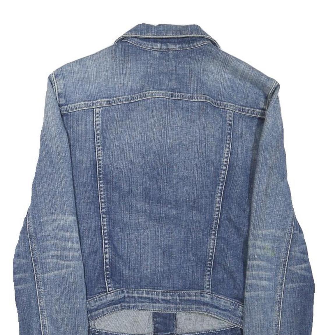 GUESS Womens Blue Denim Jacket S Cotton Blend Button Closure Classic Fit Casual