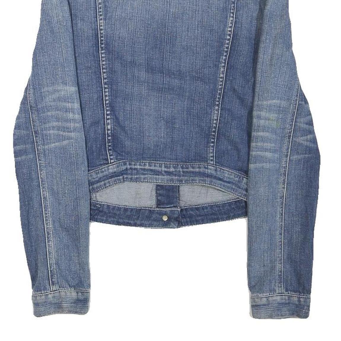 GUESS Womens Blue Denim Jacket S Cotton Blend Button Closure Classic Fit Casual