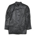 Womens Black Leather Button Jacket XS Plain Stylish Classic Fit Soft