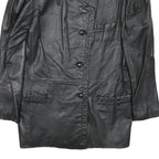 Womens Black Leather Button Jacket XS Plain Stylish Classic Fit Soft