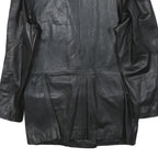 Womens Black Leather Button Jacket XS Plain Stylish Classic Fit Soft