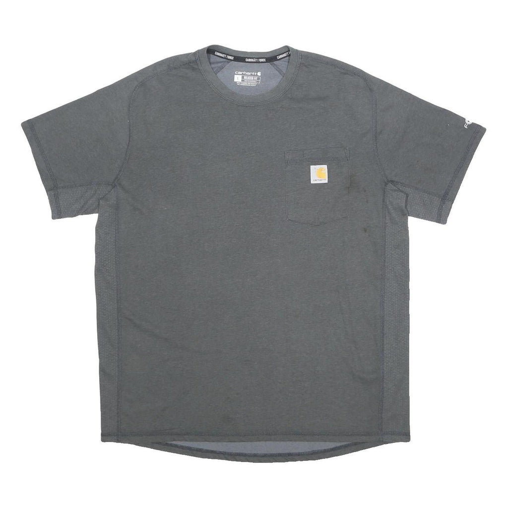 CARHARTT Mens Grey Pocket T-Shirt L Short Sleeve Crew Neck Cotton Blend Workwear