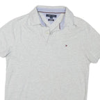 TOMMY HILFIGER Mens Grey Short Sleeve Cotton Blend Polo Shirt M Classic Logo
