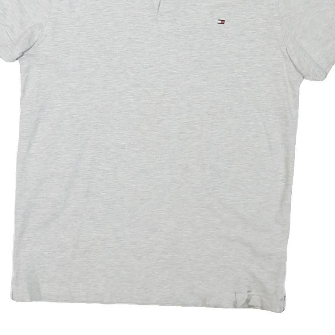 TOMMY HILFIGER Mens Grey Short Sleeve Cotton Blend Polo Shirt M Classic Logo