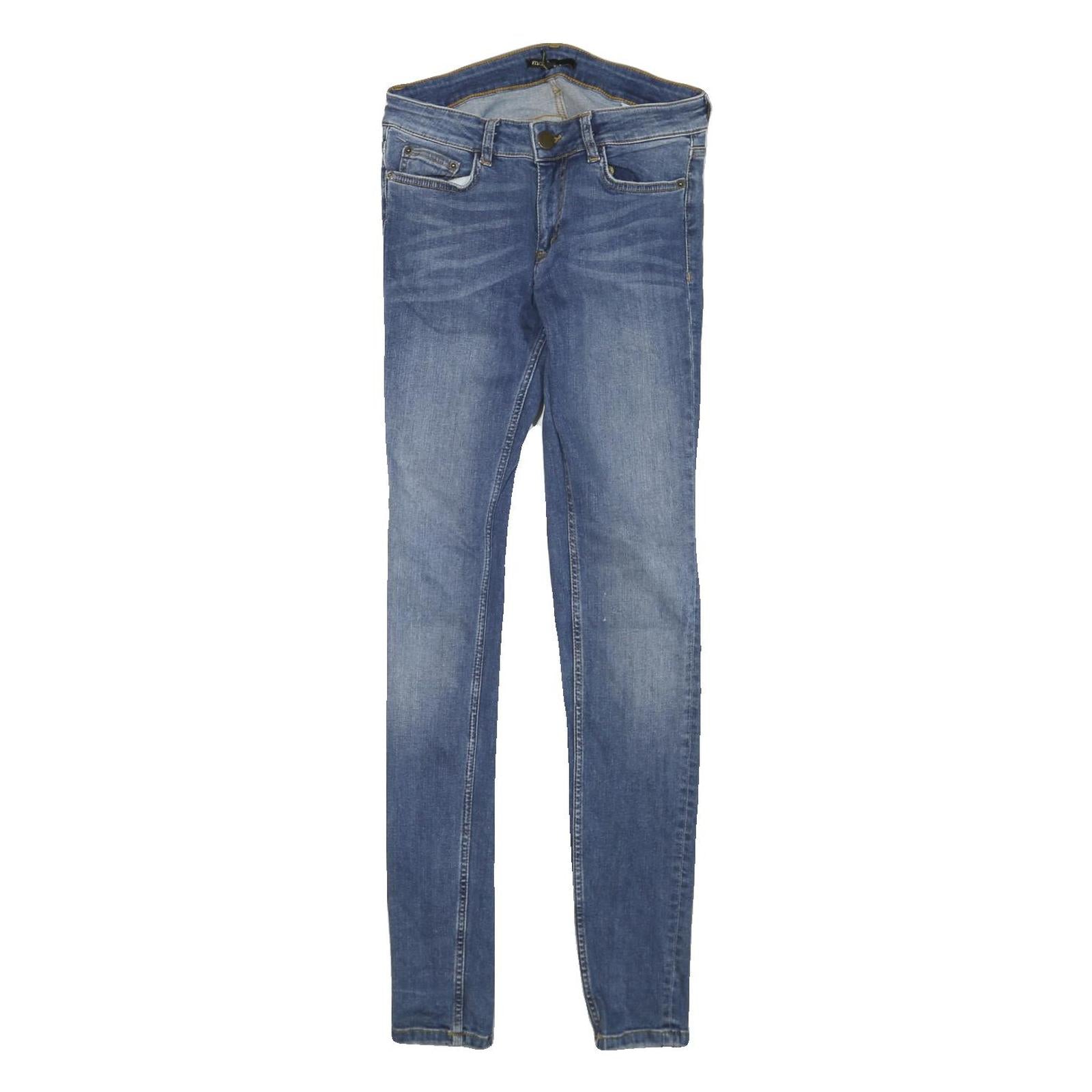 MAJE Womens Regular Blue Skinny Denim Light W28 L32 Zip Cotton Blend Jeans