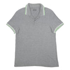 LOTTO Mens Grey Polo Shirt L Cotton Short Sleeve Basic Casual Pique