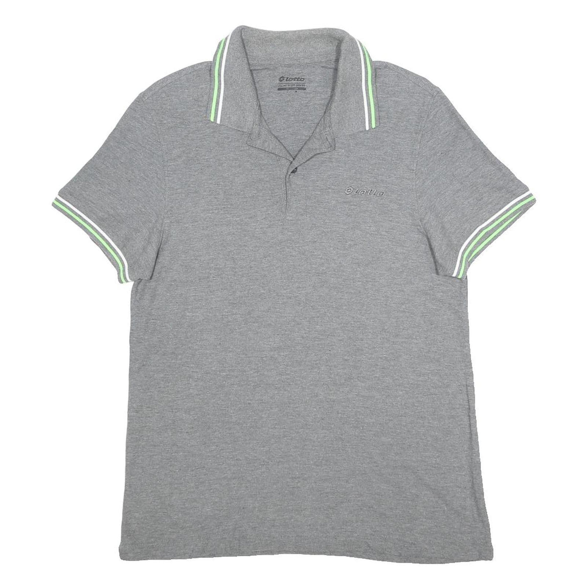 LOTTO Mens Grey Polo Shirt L Cotton Short Sleeve Basic Casual Pique