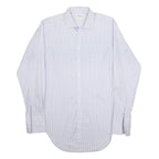 T.M LEWIN Mens White & Blue Check Shirt XL Classic Cotton Long Sleeve Formal