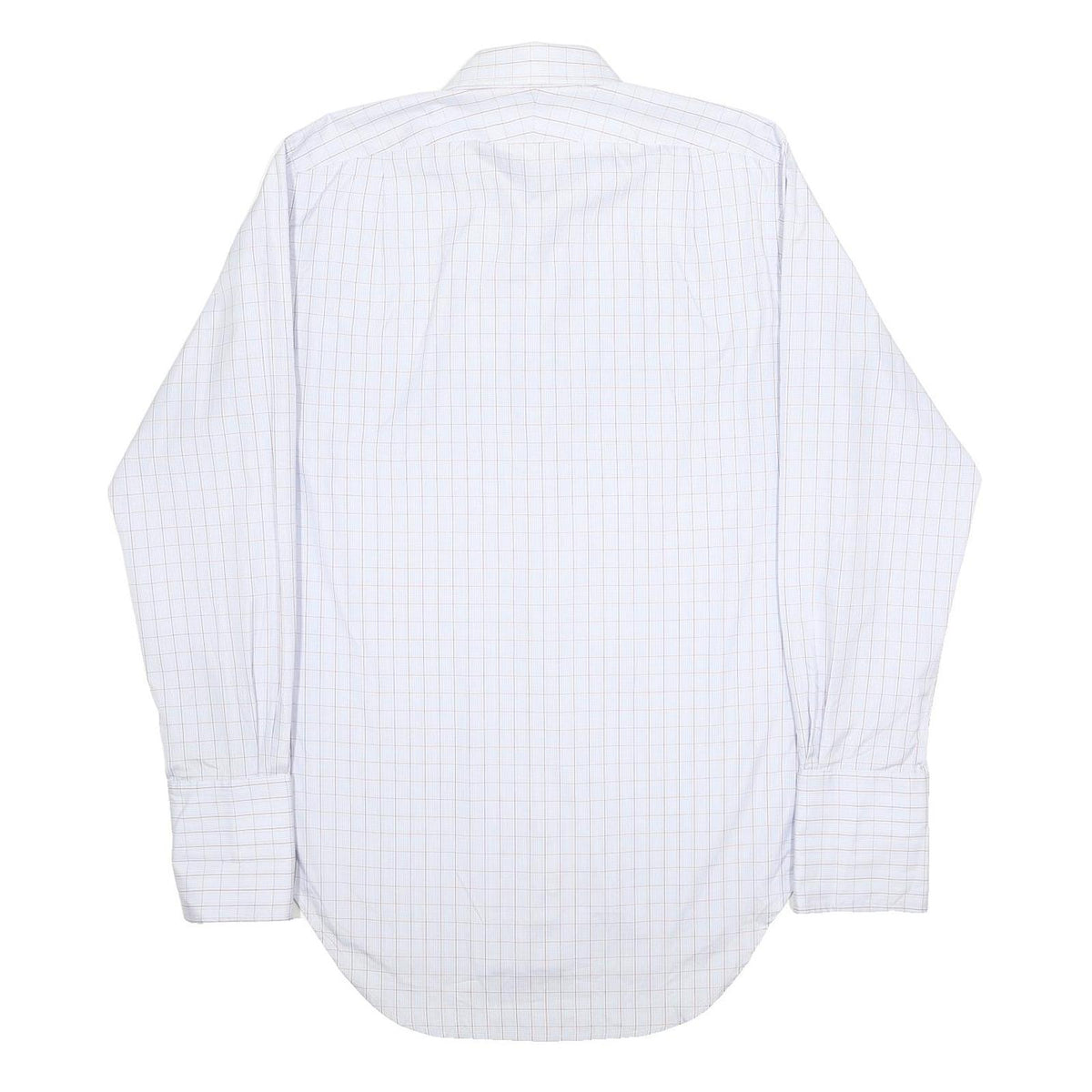 T.M LEWIN Mens White & Blue Check Shirt XL Classic Cotton Long Sleeve Formal