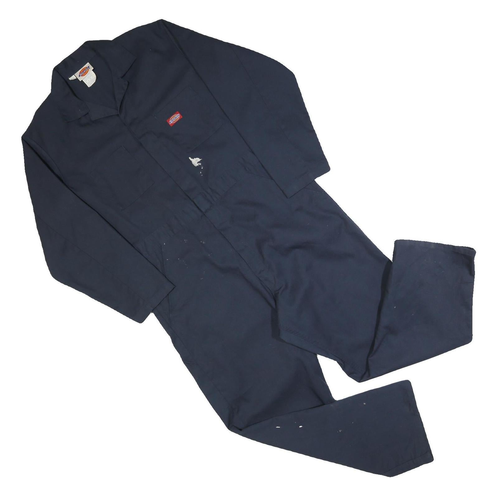 DICKIES Mens Navy Blue Cotton Blend Classic Dungarees L W40 L30 Workwear