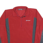 BERGHAUS Mens Red & Grey Polyester Pullover Plain 1/4 Zip Jumper S Outdoor