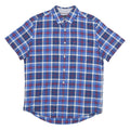 TOMMY HILFIGER Mens Blue Check Shirt M Button Down Collar Short Sleeve Casual