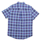 TOMMY HILFIGER Mens Blue Check Shirt M Button Down Collar Short Sleeve Casual