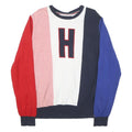 TOMMY HILFIGER Mens Red Pink White Navy Blue Colourblock Jumper Crew Neck Basic