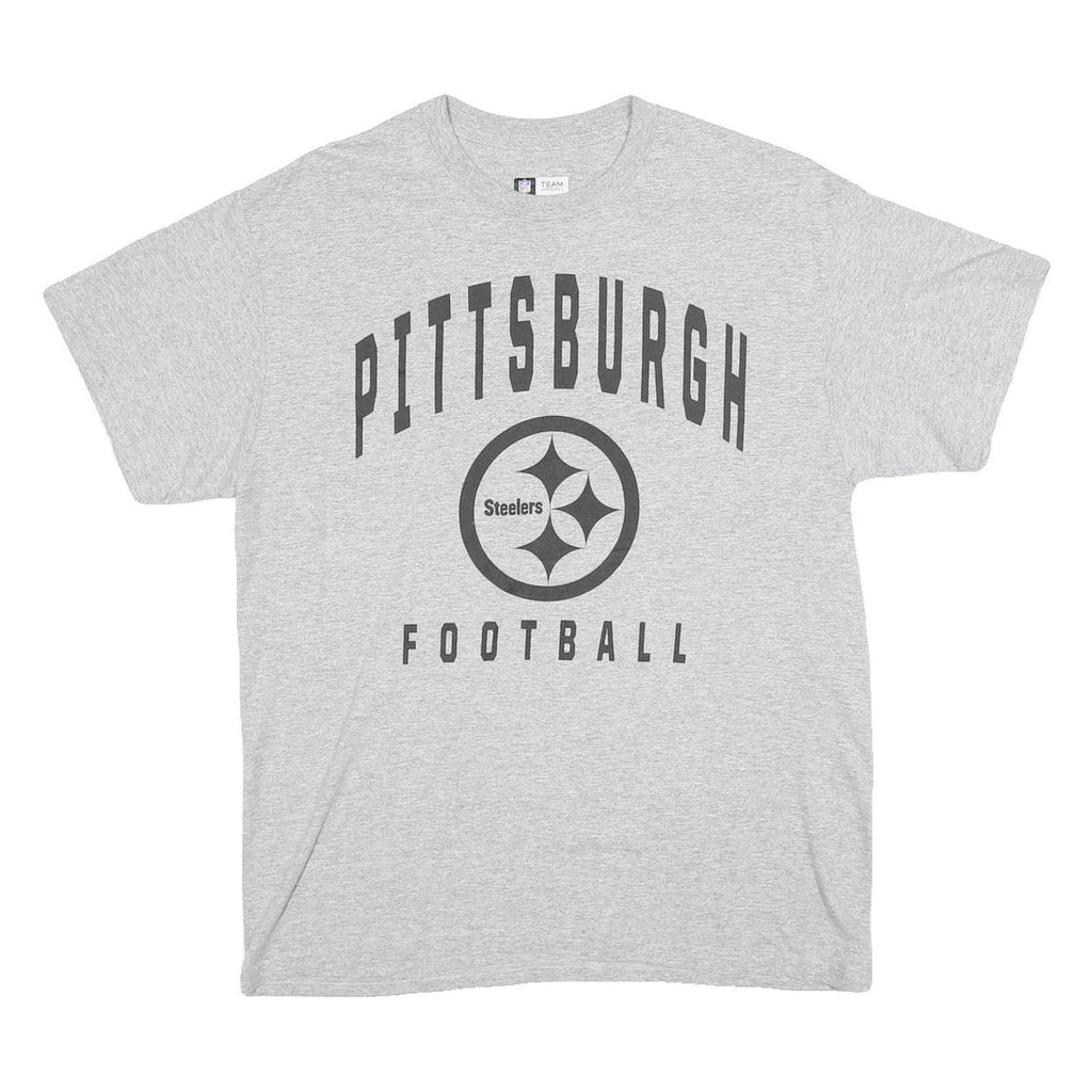 NFL Mens Grey Pittsburgh Steelers Football T-Shirt L Short Sleeve Crew Neck