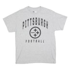 NFL Mens Grey Pittsburgh Steelers Football T-Shirt L Short Sleeve Crew Neck