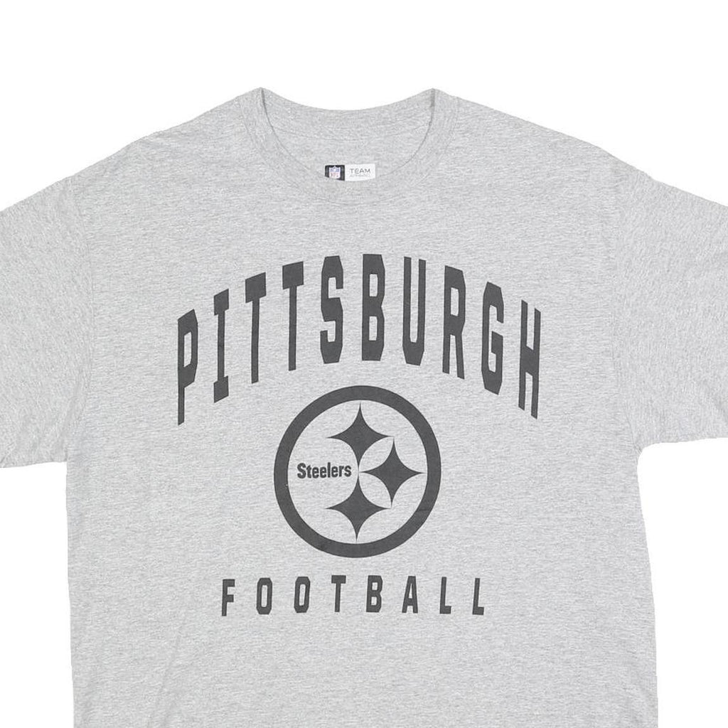 NFL Mens Grey Pittsburgh Steelers Football T-Shirt L Short Sleeve Crew Neck
