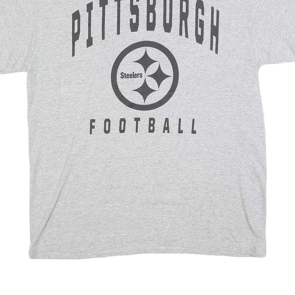 NFL Mens Grey Pittsburgh Steelers Football T-Shirt L Short Sleeve Crew Neck