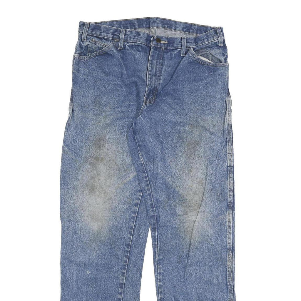 DICKIES Mens Regular Blue Denim Jeans W36 L36 Workwear Cotton Blend Zip