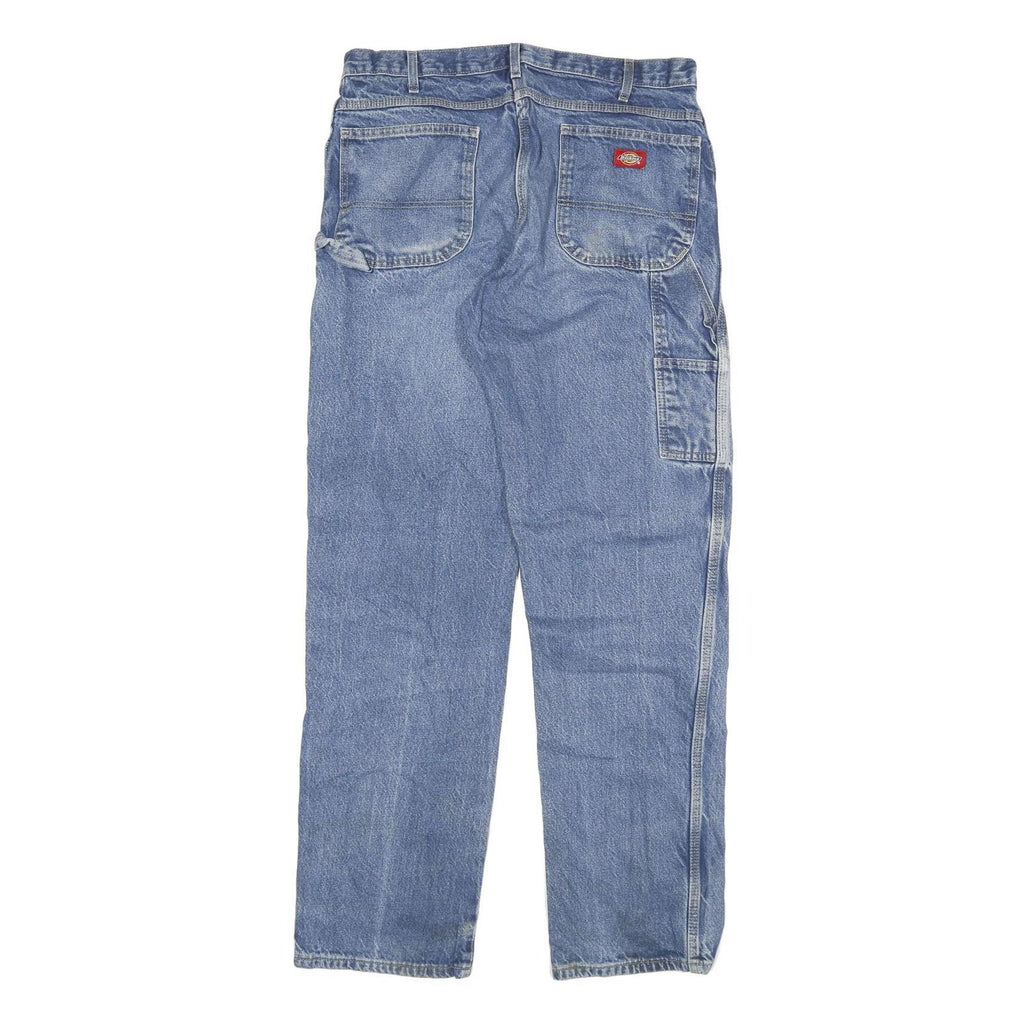 DICKIES Mens Regular Blue Denim Jeans W36 L36 Workwear Cotton Blend Zip
