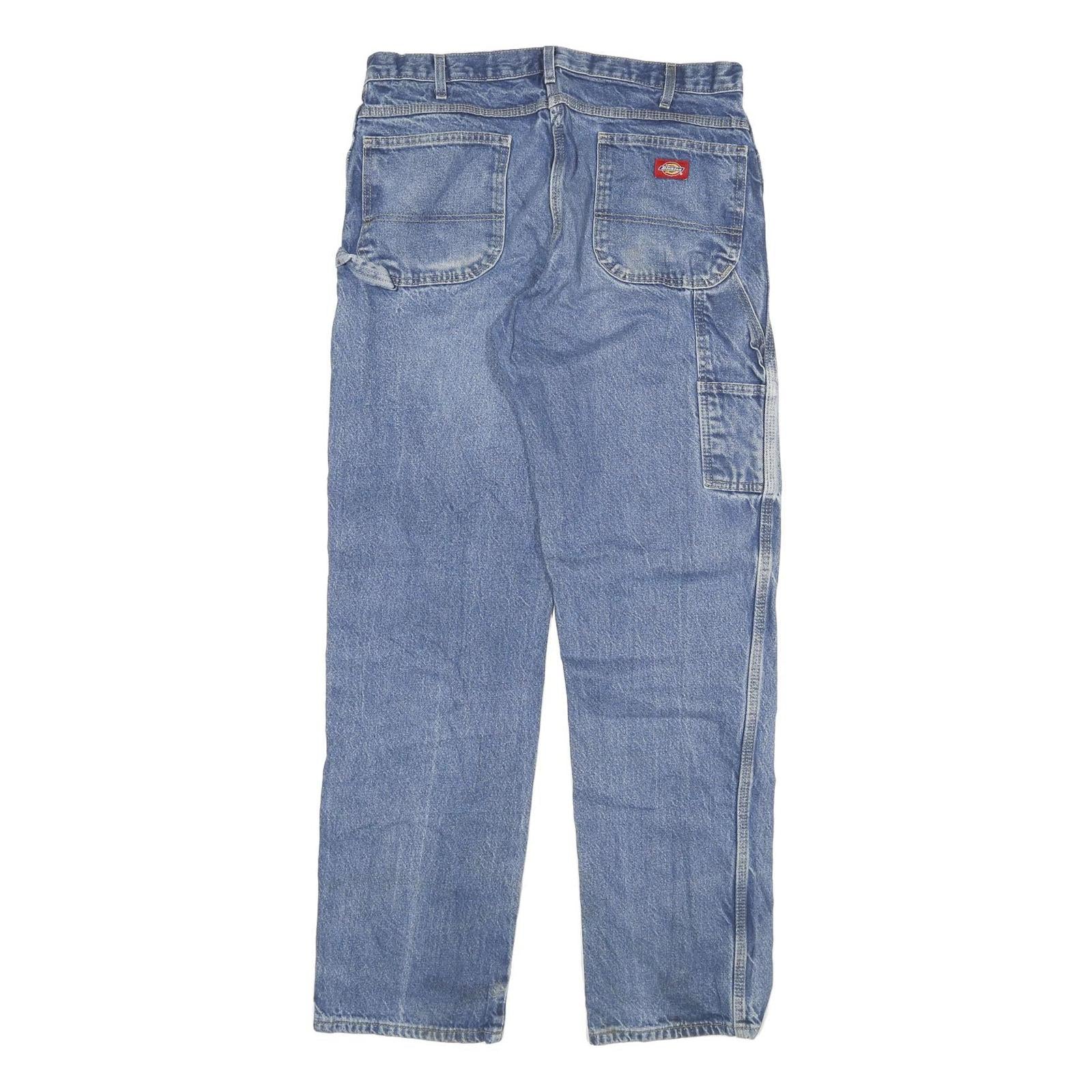 DICKIES Mens Regular Blue Denim Jeans W36 L36 Workwear Cotton Blend Zip