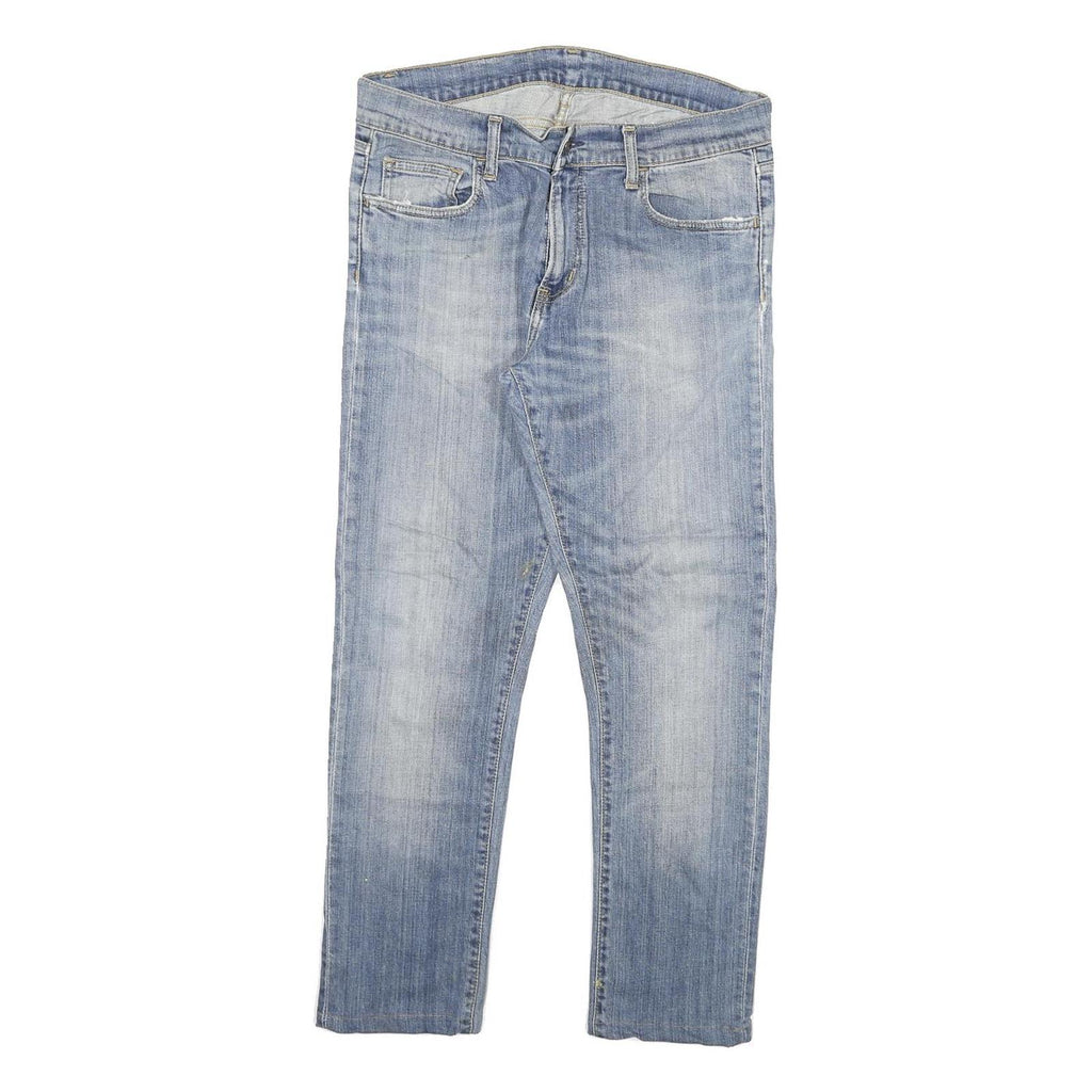 CARHARTT Mens Slim Jeans Light Blue Denim W30 L26 Zip Closure Casual Wear