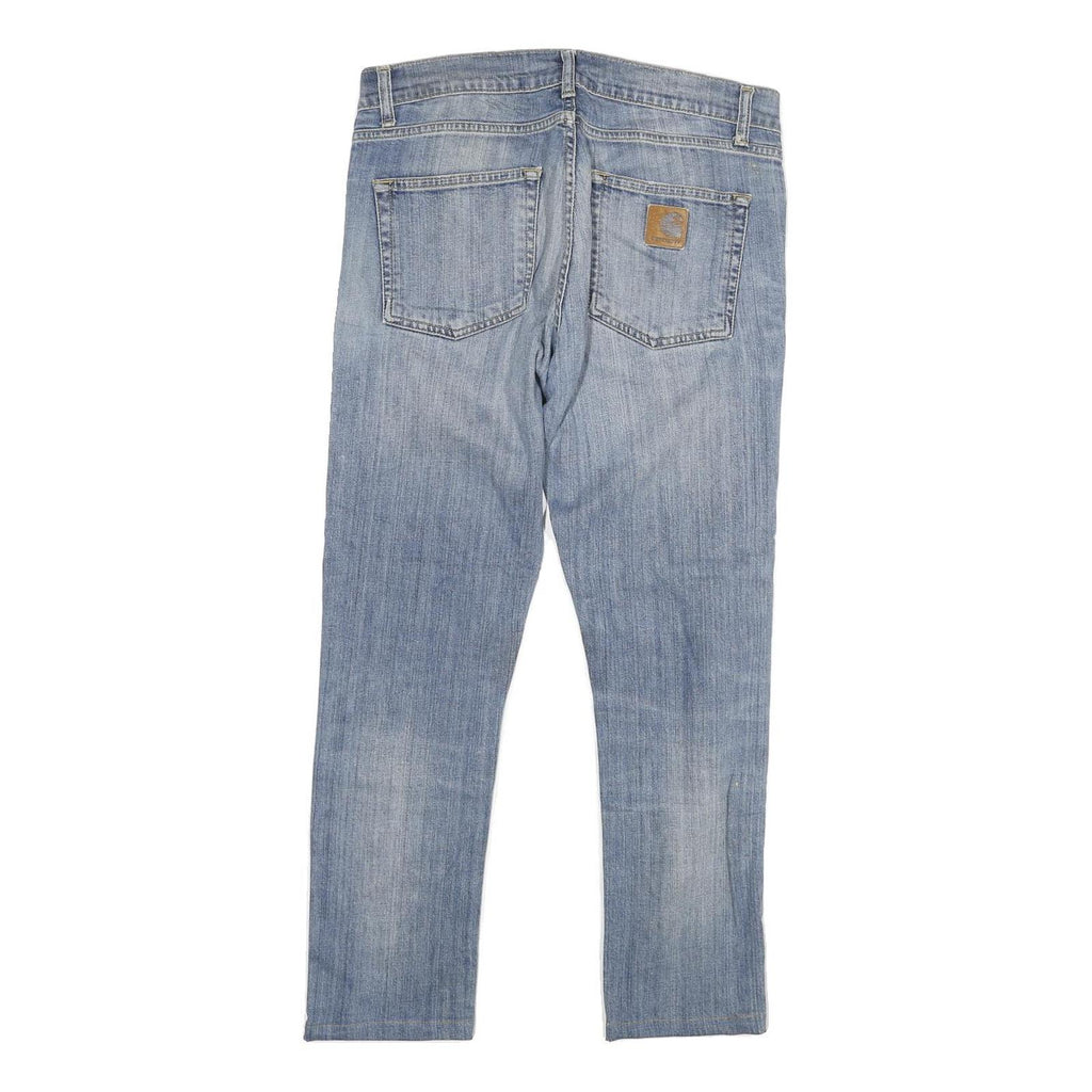 CARHARTT Mens Slim Jeans Light Blue Denim W30 L26 Zip Closure Casual Wear