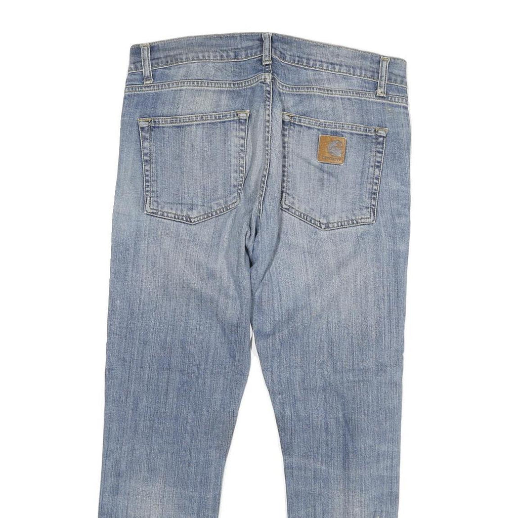 CARHARTT Mens Slim Jeans Light Blue Denim W30 L26 Zip Closure Casual Wear