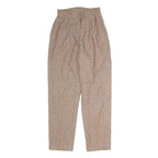 Womens Regular Fit Beige Checked Cotton Blend Trousers W22 L25 Zip Closure