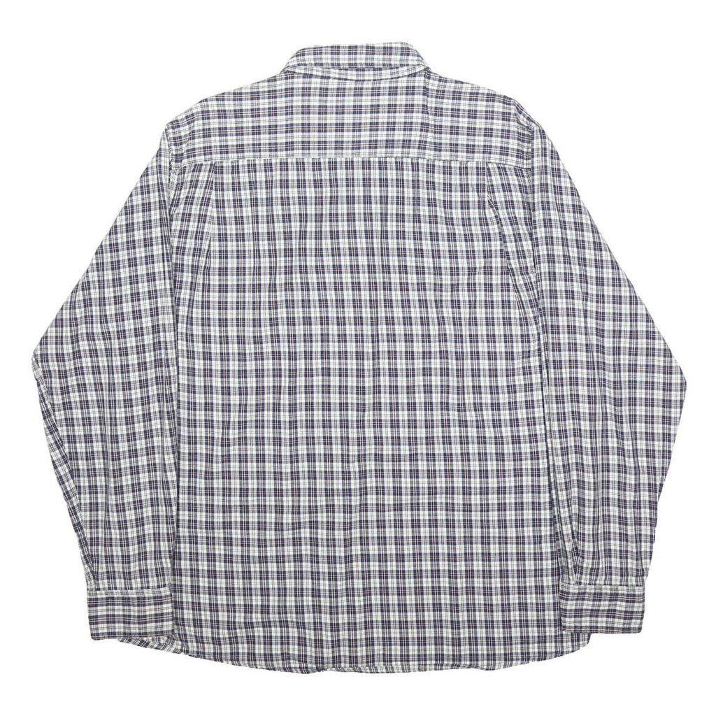 WRANGLER Mens Blue & White Checked Shirt L Cotton Long Sleeve Casual Workwear