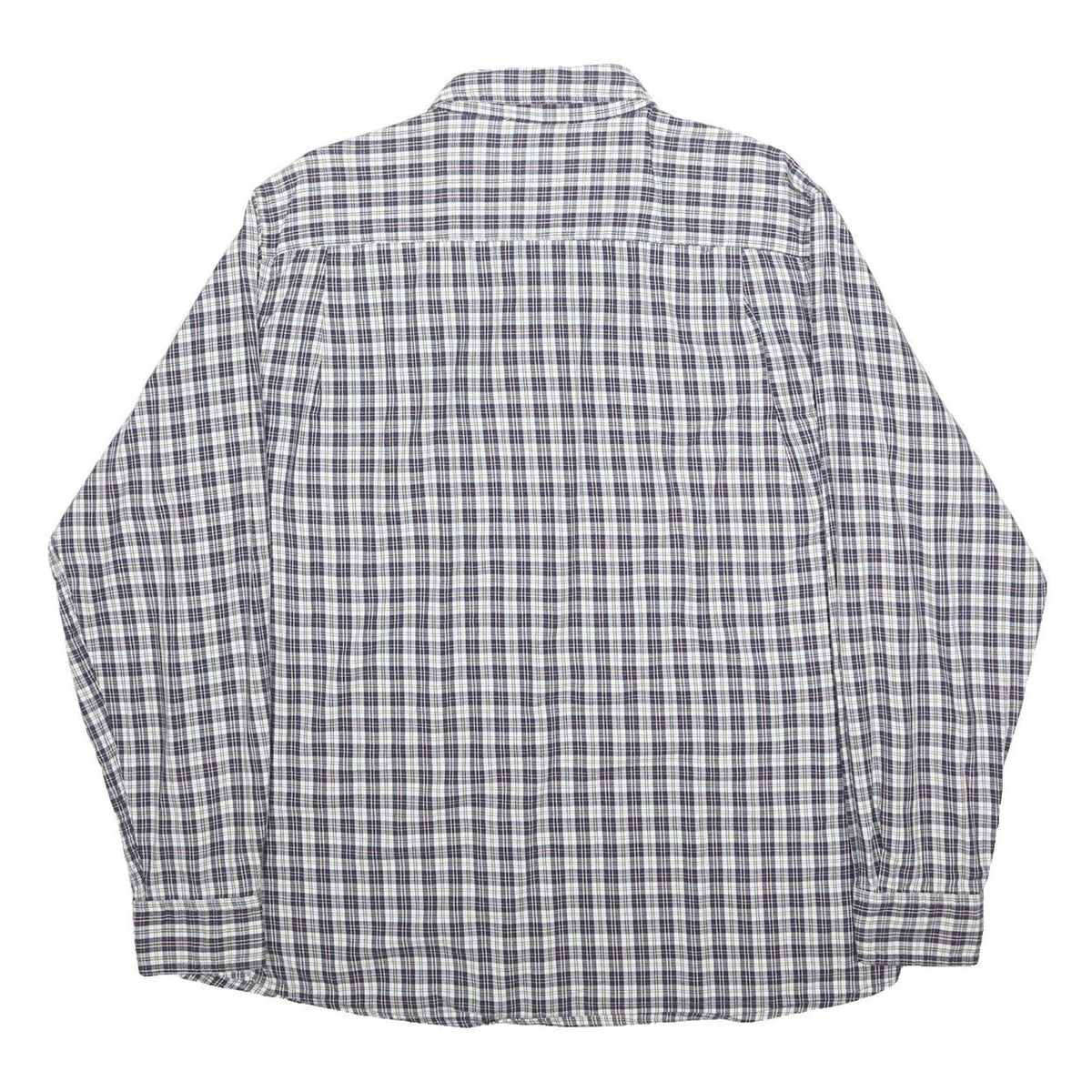 WRANGLER Mens Blue & White Checked Shirt L Cotton Long Sleeve Casual Workwear