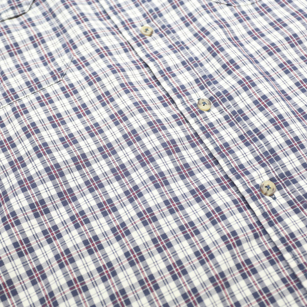 WRANGLER Mens Blue & White Checked Shirt L Cotton Long Sleeve Casual Workwear