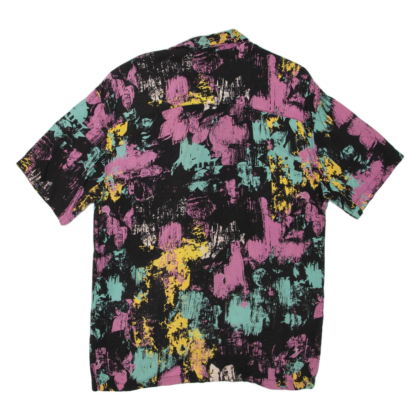 PULL & BEAR Mens Shirt Black Crazy Pattern S