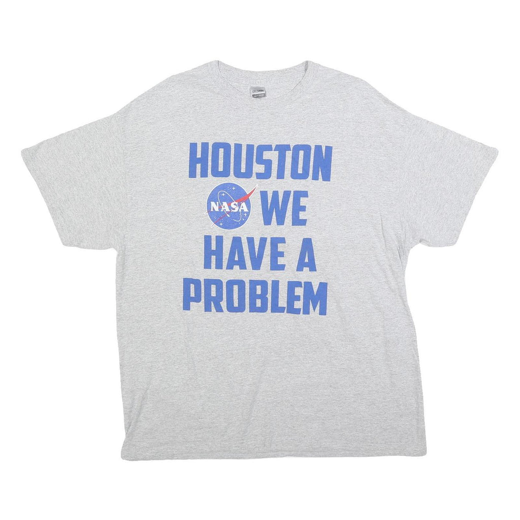 GILDAN Mens Grey NASA Space Graphic T-Shirt M Short Sleeve Crew Neck Casual