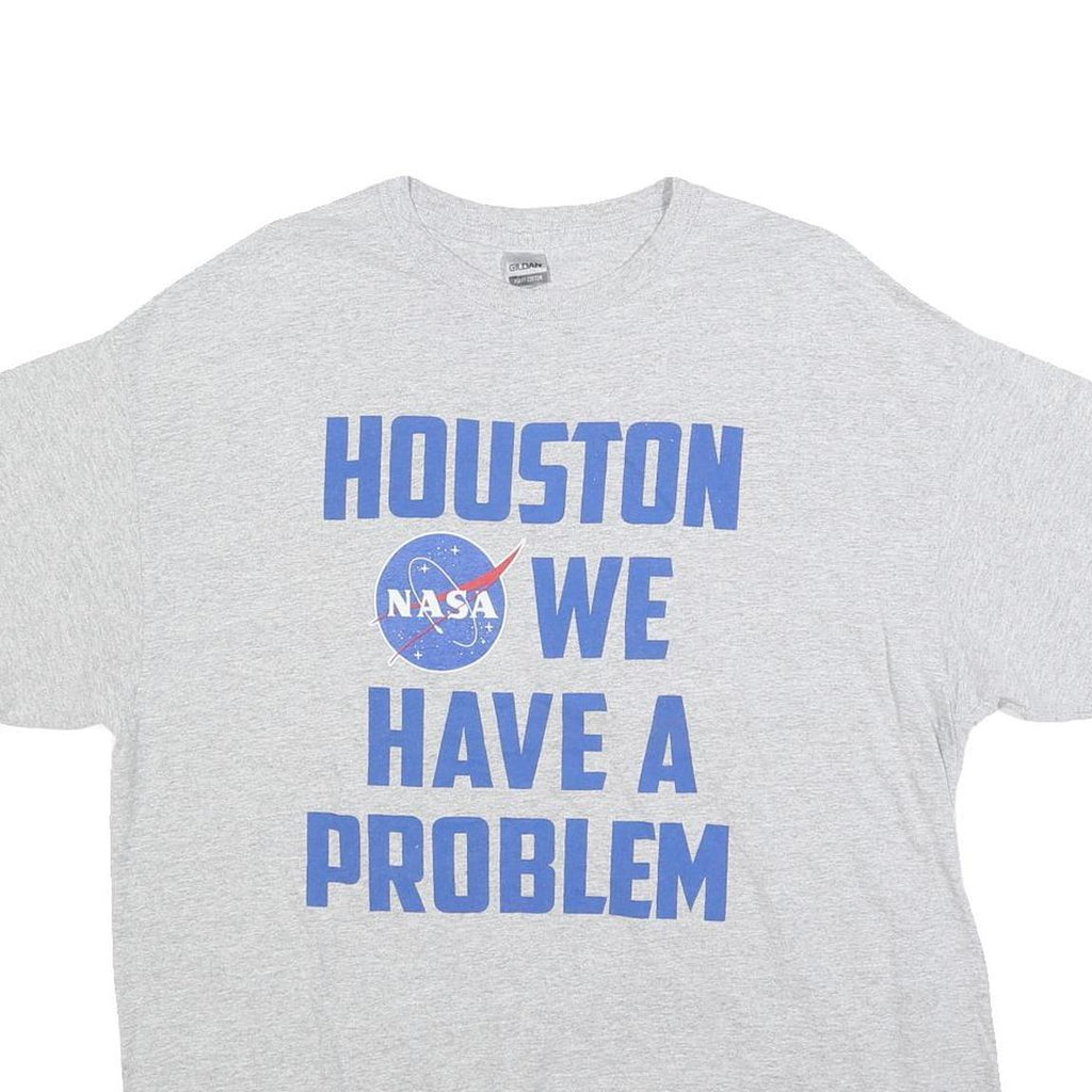 GILDAN Mens Grey NASA Space Graphic T-Shirt M Short Sleeve Crew Neck Casual