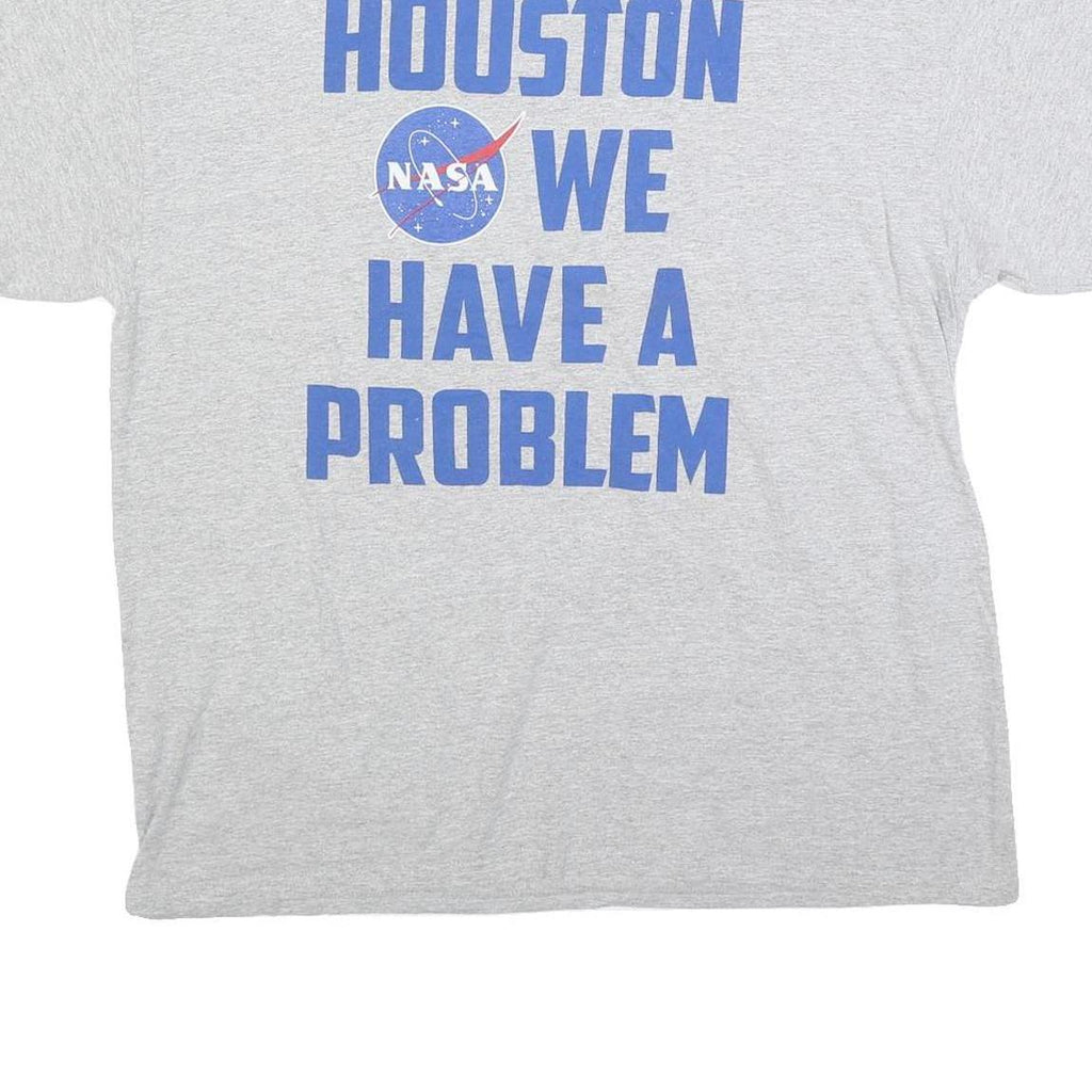 GILDAN Mens Grey NASA Space Graphic T-Shirt M Short Sleeve Crew Neck Casual