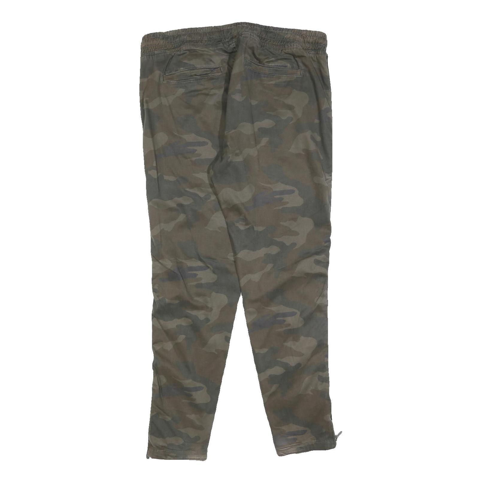 BLACK SQUAD Mens Cotton Blend Green Camouflage Slim Tapered Trousers W34 L30