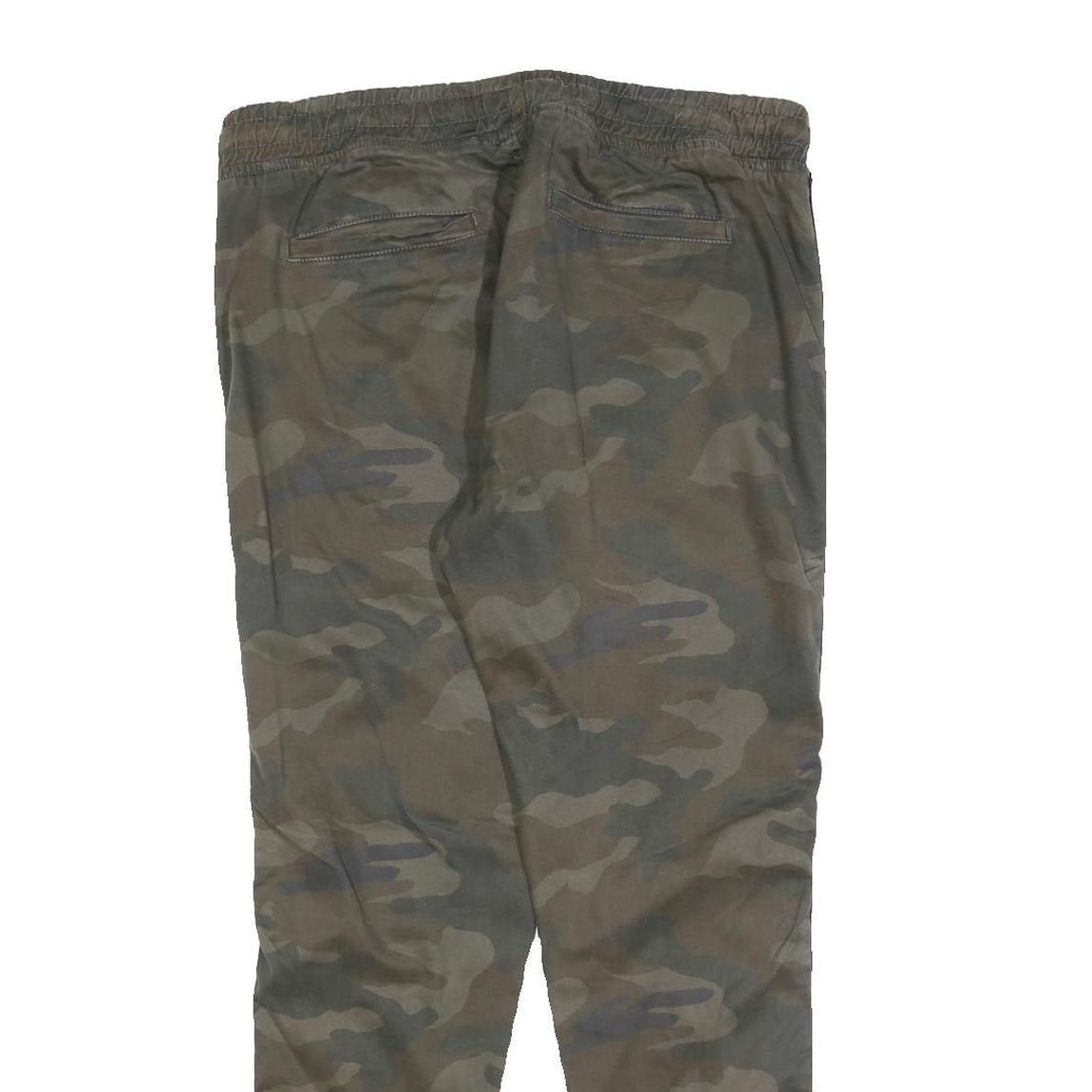 BLACK SQUAD Mens Cotton Blend Green Camouflage Slim Tapered Trousers W34 L30