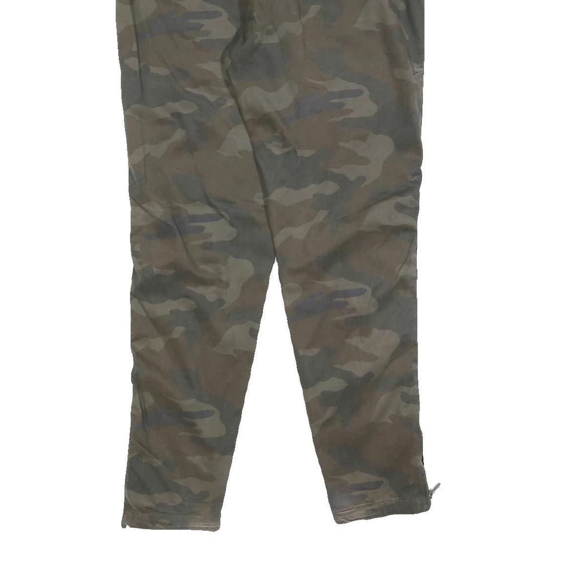 BLACK SQUAD Mens Cotton Blend Green Camouflage Slim Tapered Trousers W34 L30
