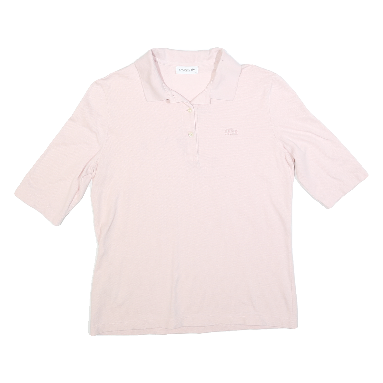 LACOSTE Womens Pink Polo Shirt Cotton Blend Short Sleeve Plain M Casual Classic