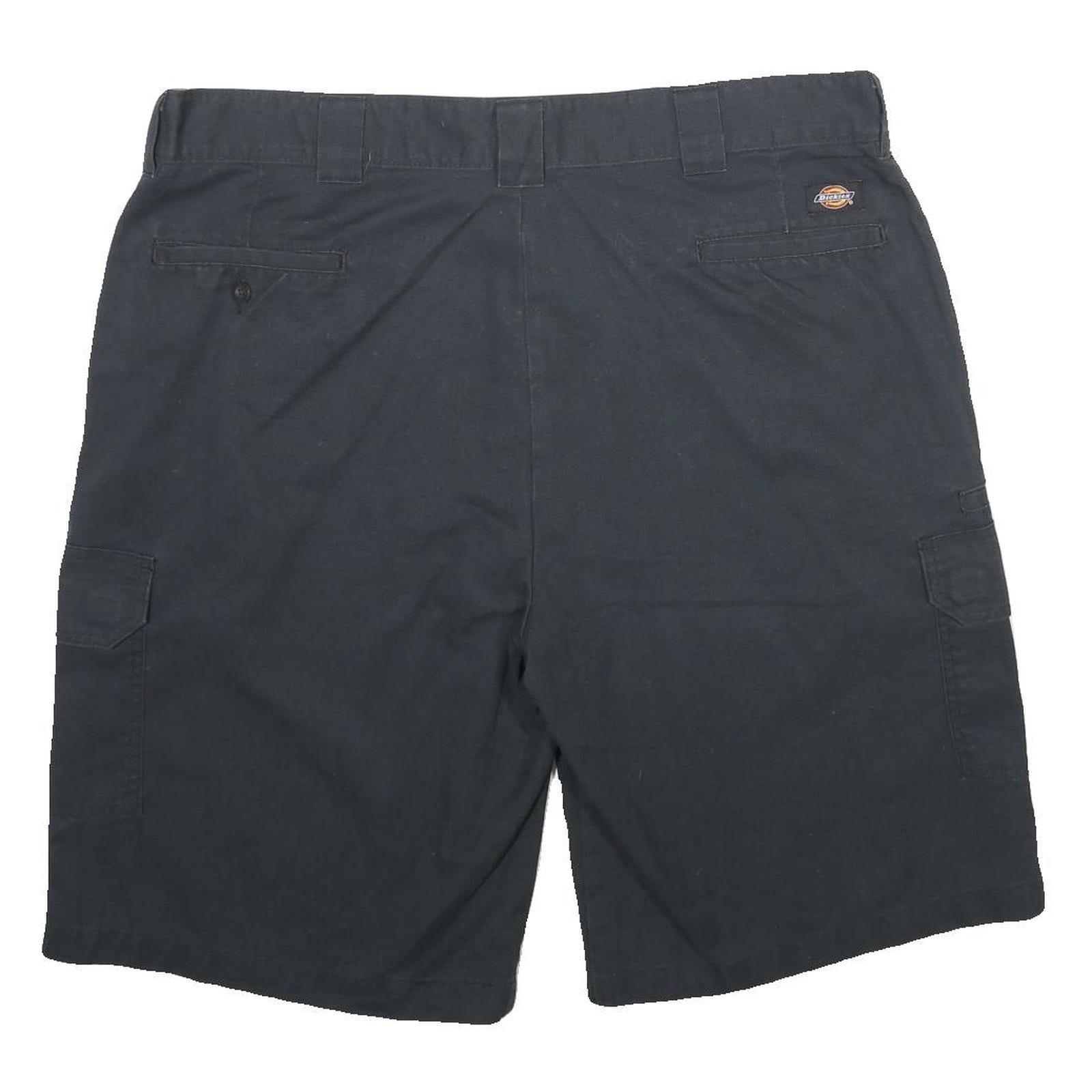 DICKIES Mens Cargo Black Shorts XL W40 Workwear Polyester Blend