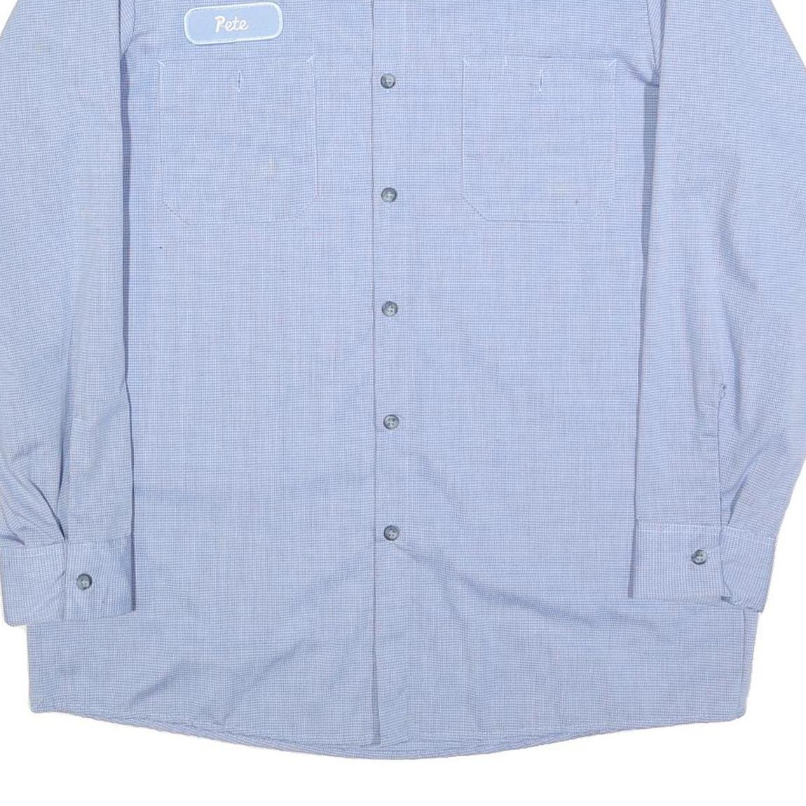 CINTAS Mens Blue Cotton Blend Work Shirt L Button Front Pocket Long Sleeve