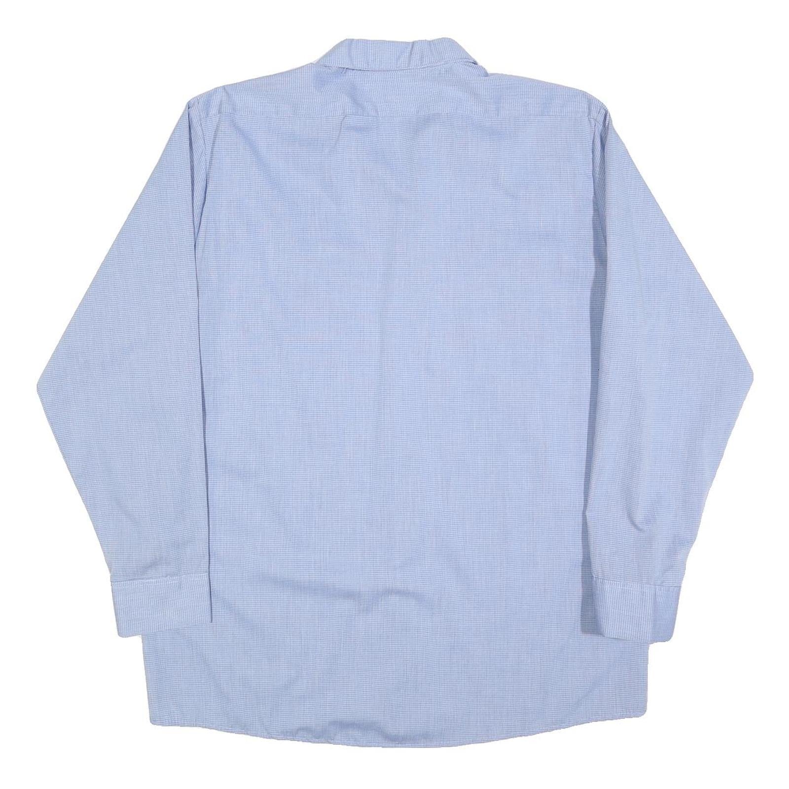 CINTAS Mens Blue Cotton Blend Work Shirt L Button Front Pocket Long Sleeve