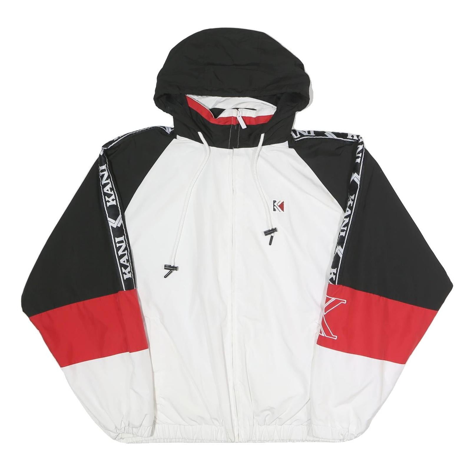 KARL KANI Womens Black & White & Red Zip Jacket L Polyester Sportswear Logo