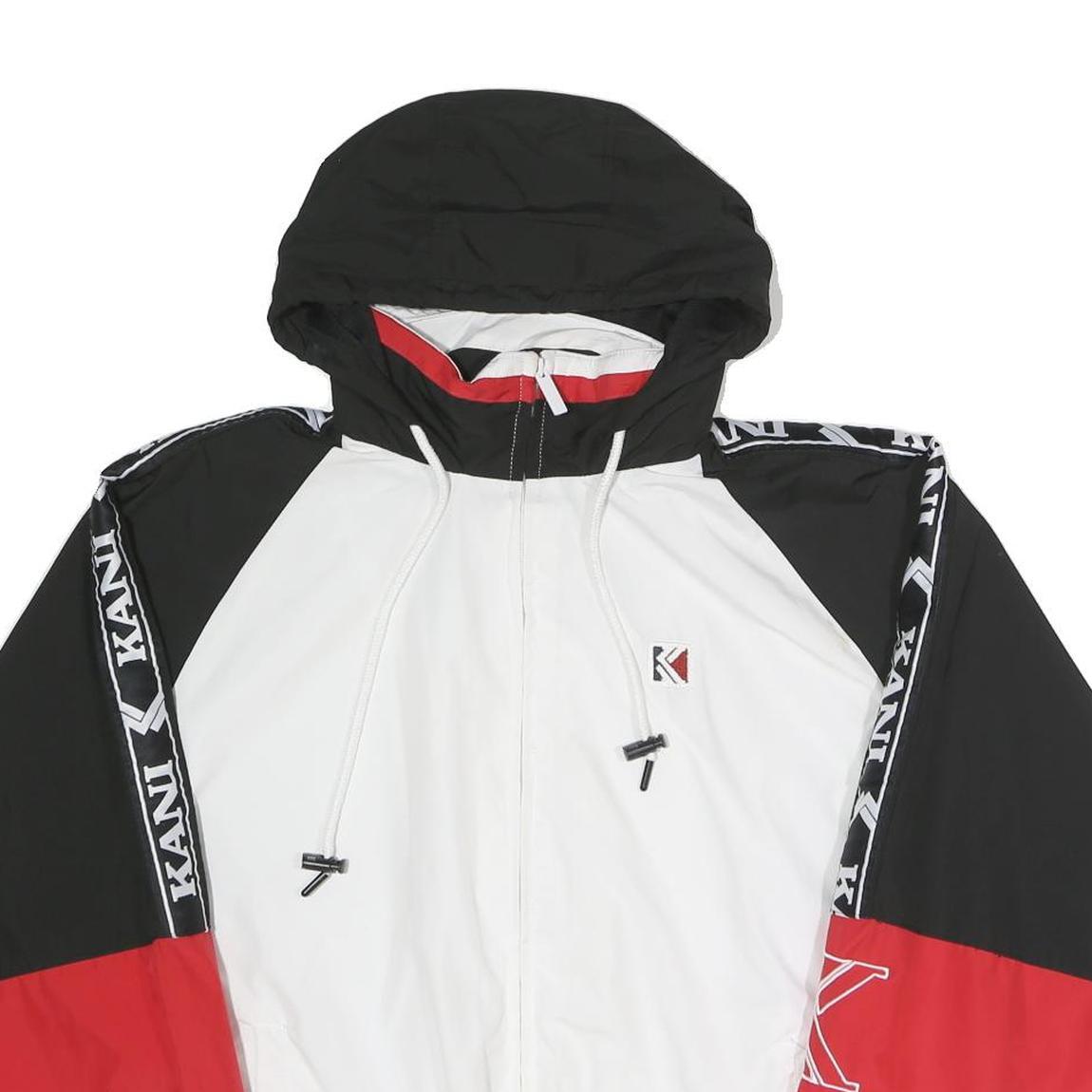 KARL KANI Womens Black & White & Red Zip Jacket L Polyester Sportswear Logo